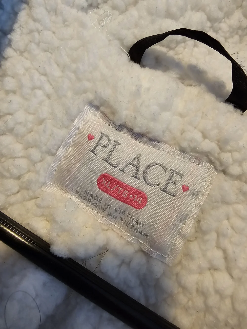 The Children's Place Black Puffer Coat with Faux Fur Hood